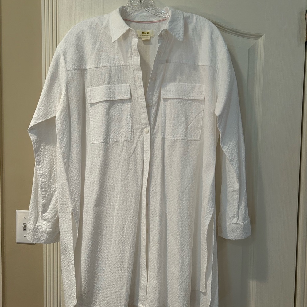Maeve White Blouse Classic Oversized Top from Anthropologie